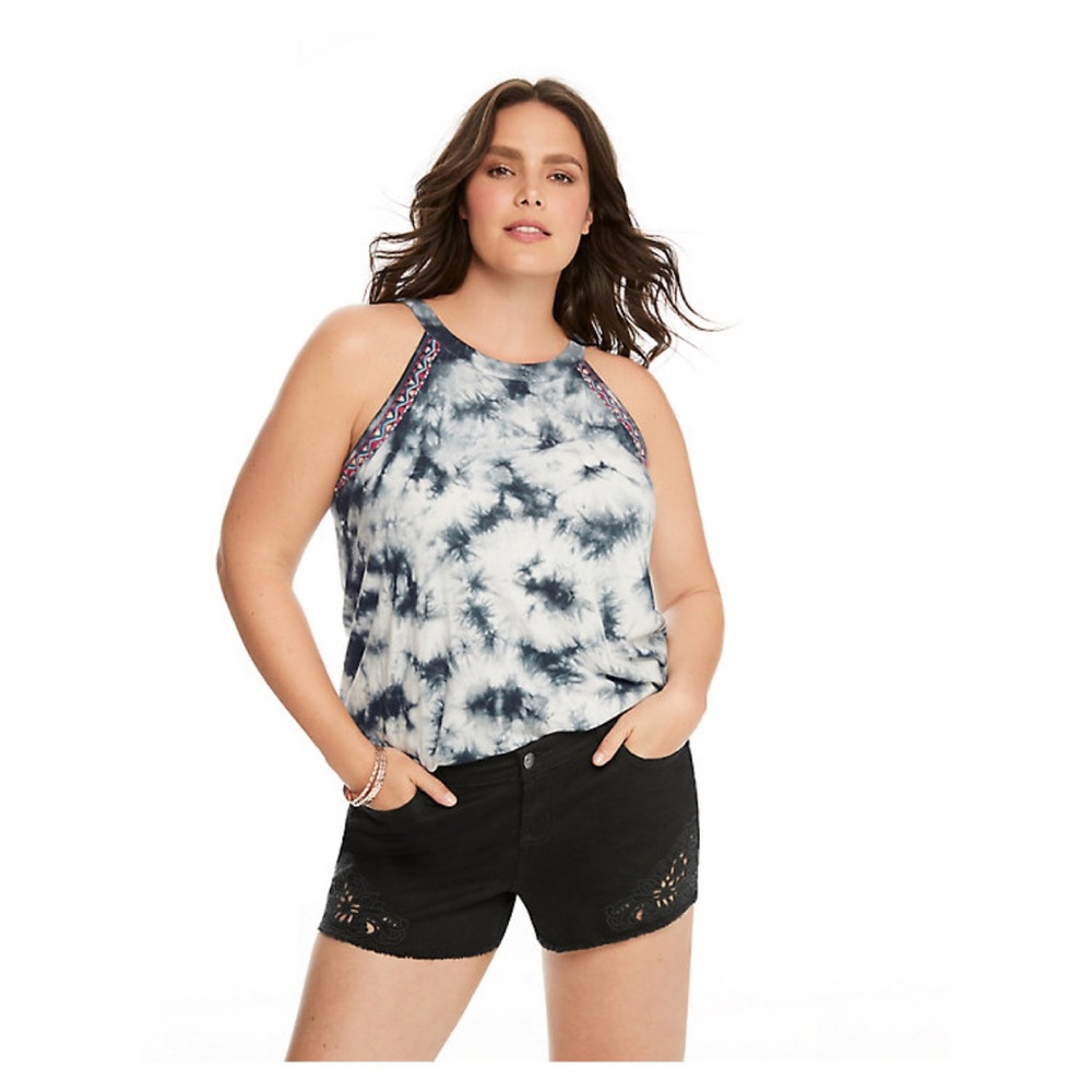 Torrid Embroidered Tie Dye High Neck Tank Top - Picture 3 of 11